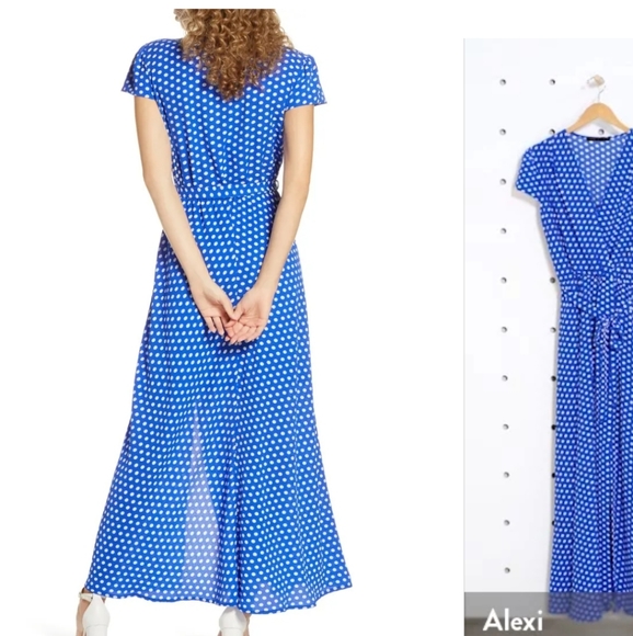 Polka Dot Faux Wrap Maxi DressFRAICHE BY J - Picture 4 of 5